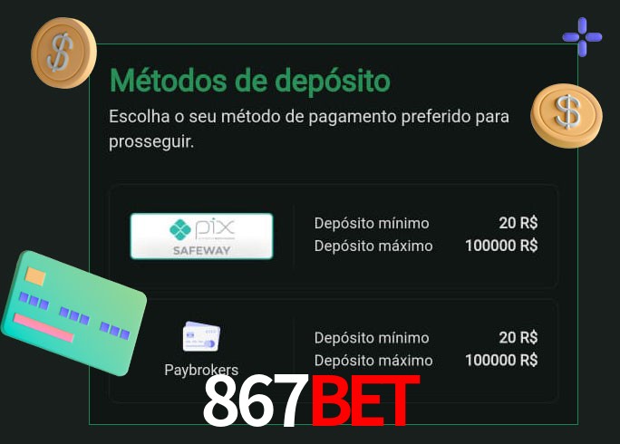 O cassino 867Bet oferece uma grande variedade de métodos de pagamento